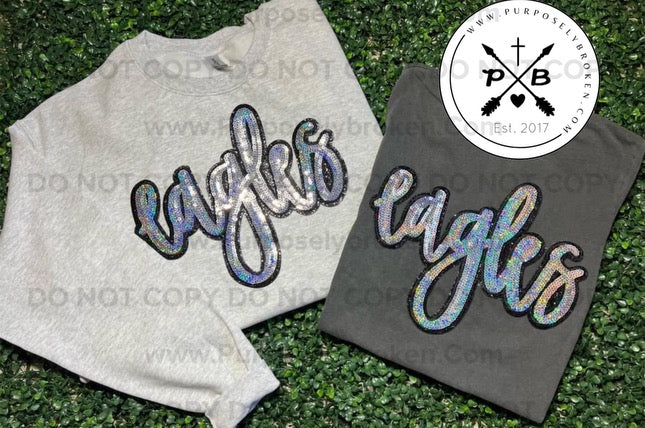 Eagles Sequin Chenille Patch Shirt