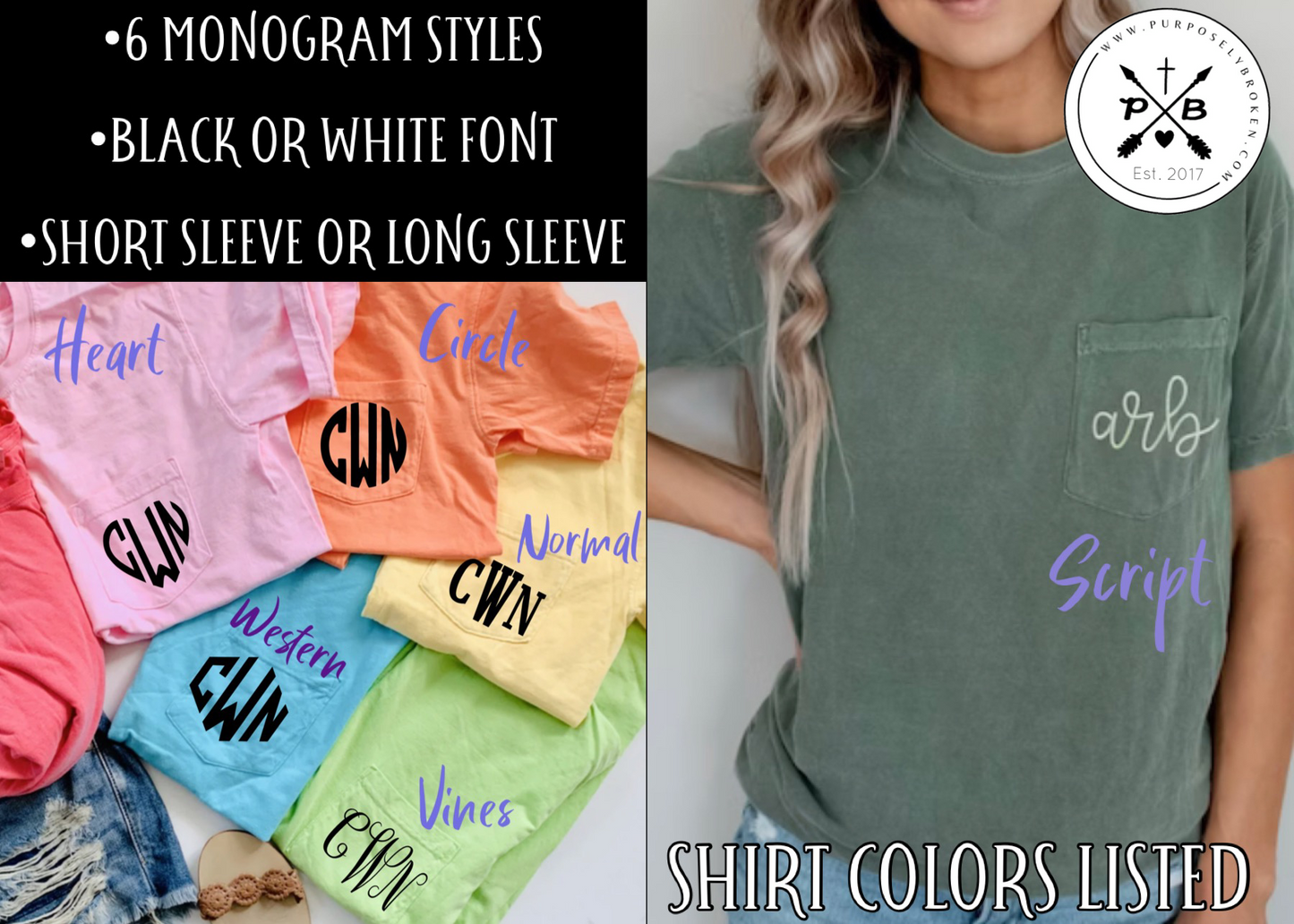 Monogram Comfort Color Pocket Tee