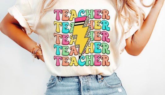 Pencil Lightning Bolt TEACHER shirt