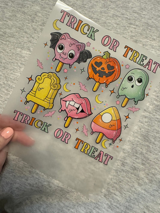 Trick or treat Popsicle DTF print