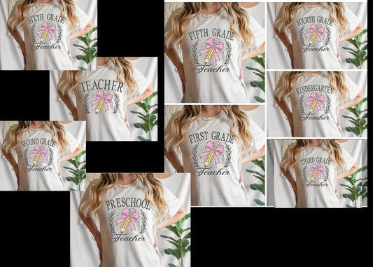 Custom Grade Pencil and Bow Shirt