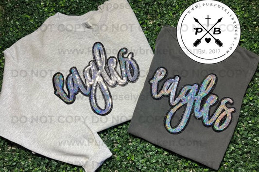 Eagles Sequin Chenille Patch Shirt