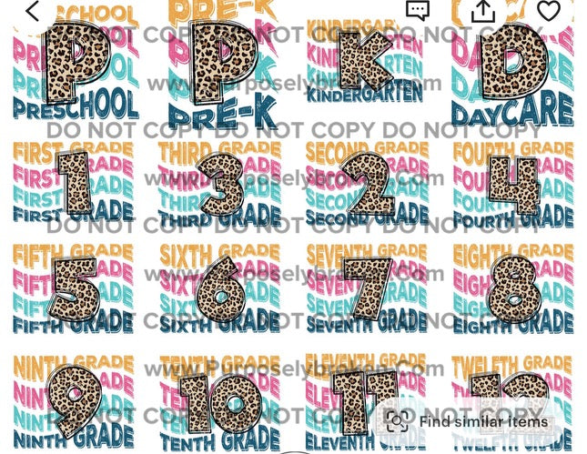Cheetah print grade level shirts