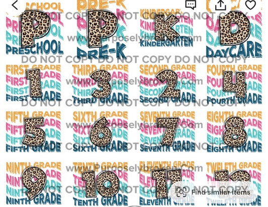 Cheetah print grade level shirts