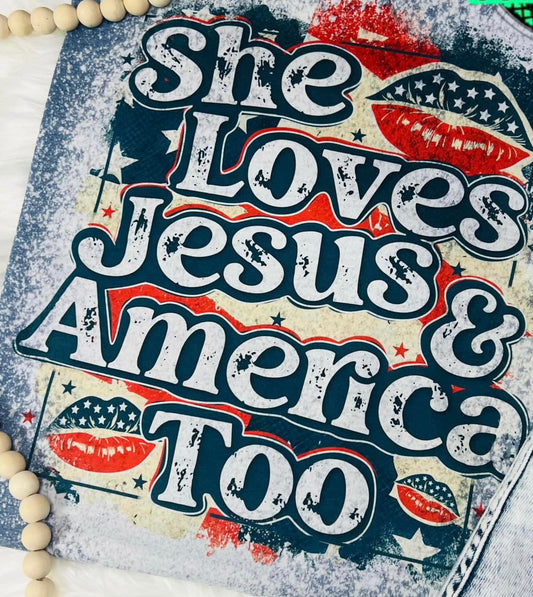 She loves Jesus and America too DTF TRANSFER