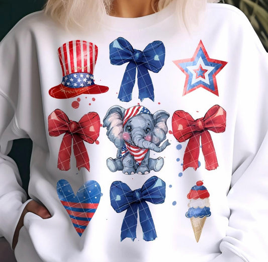 American bows and elephant DTF TRANSFER