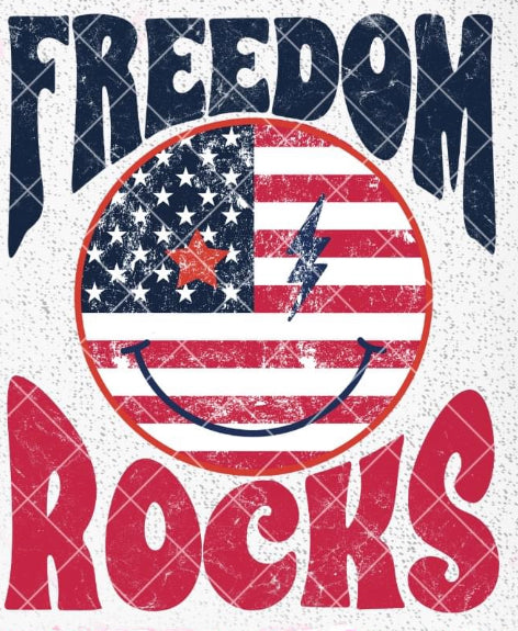 FREEDOM ROCKS SMILEY DTF TRANSFER (Copy)